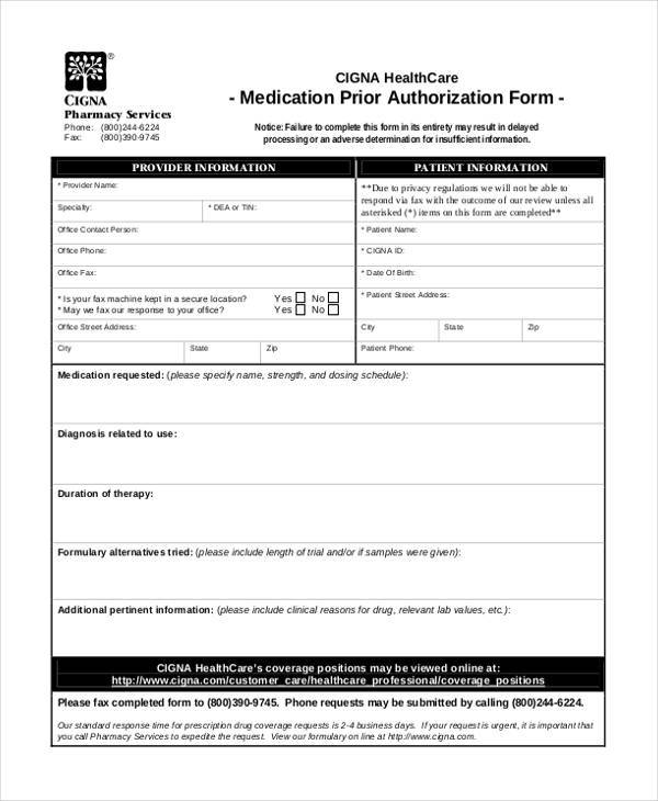 blank prior authorization medication form