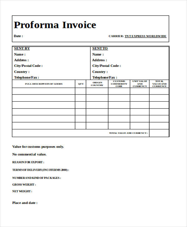 blank proforma invoice form1