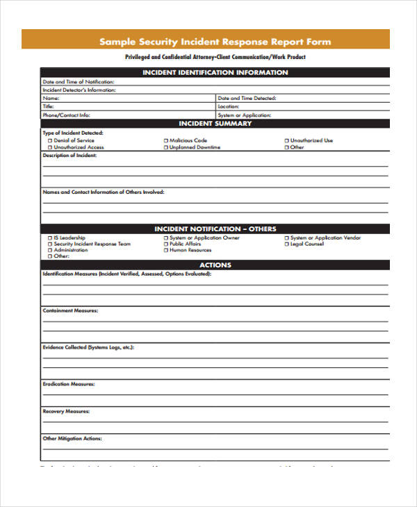 blank security incident report form