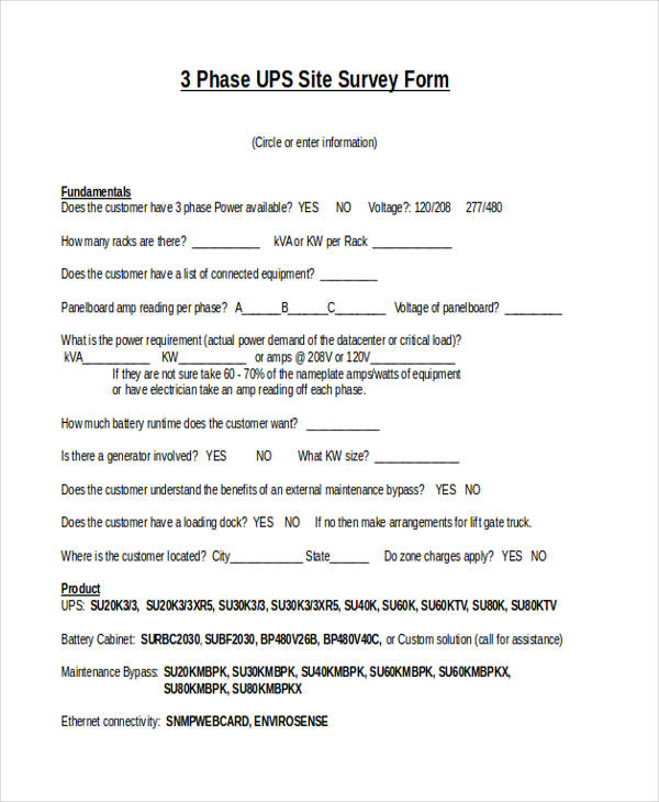 blank site survey form