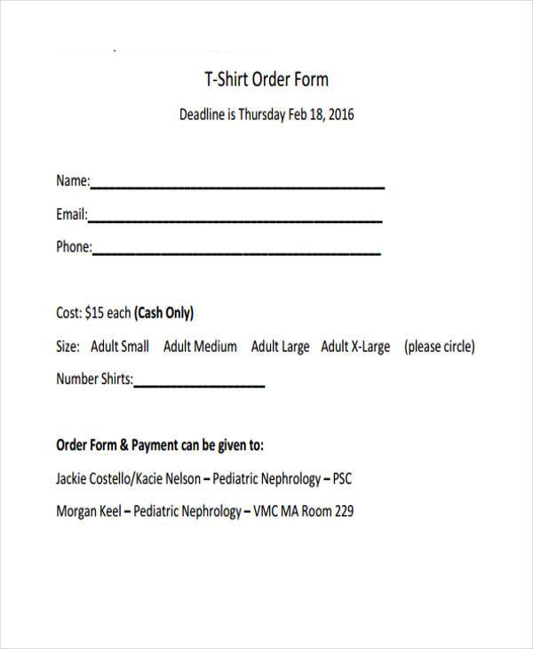 Simple T Shirt Order Form Template from images.sampleforms.com