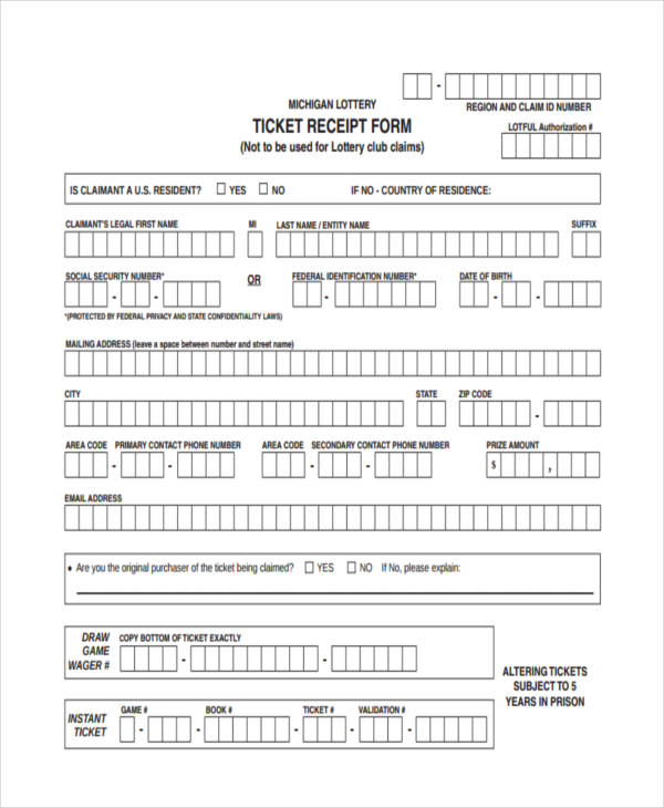 blank ticket receipt form