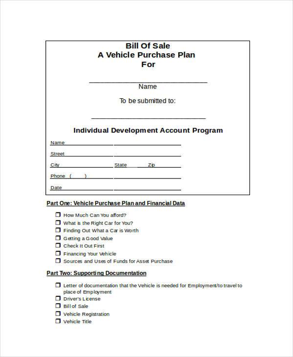 blank vehicle purchase bill of sale form1