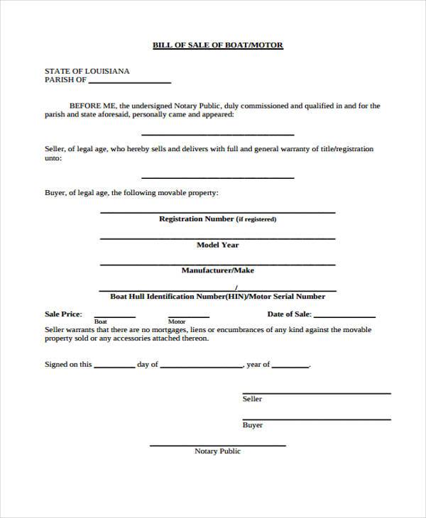 FREE 32 Bill Of Sale Forms In PDF MS Word