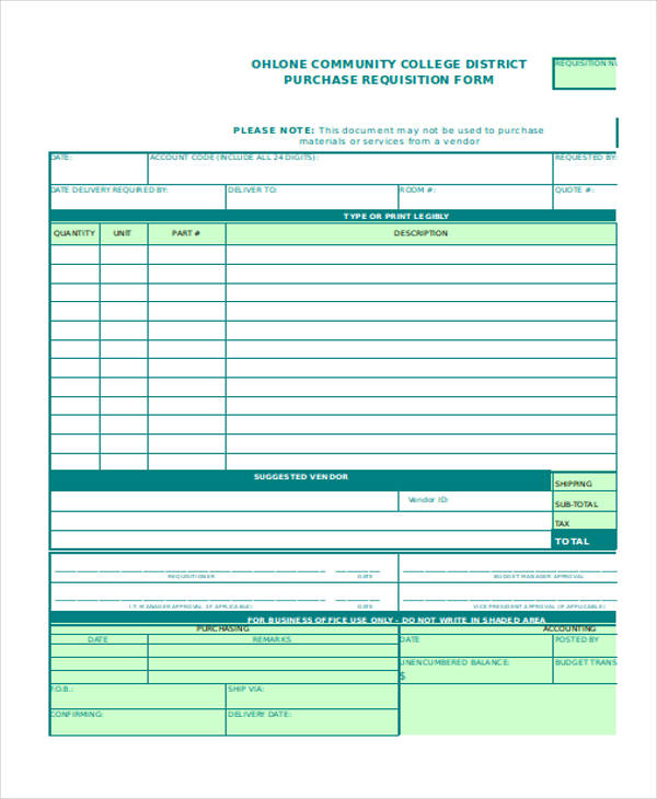 book purchase requisition form