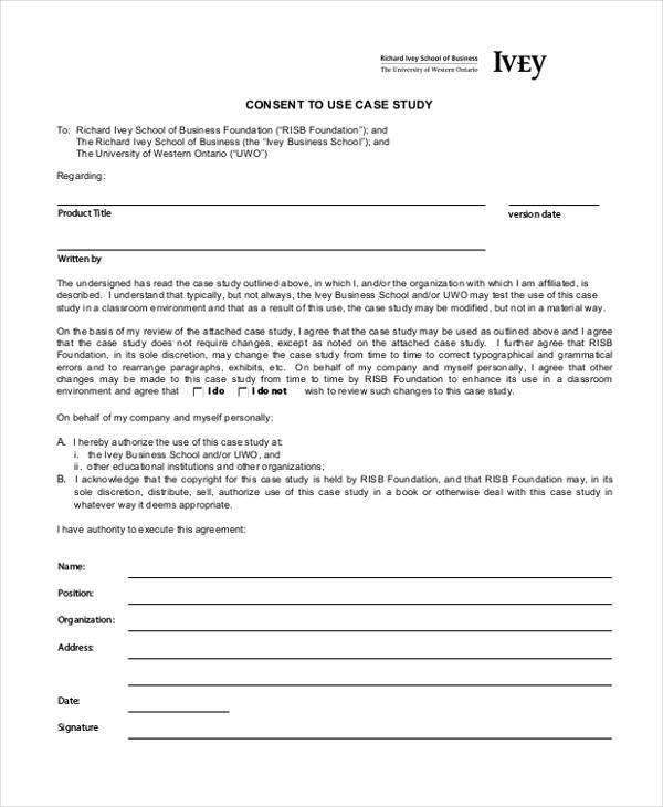 business case study consent form