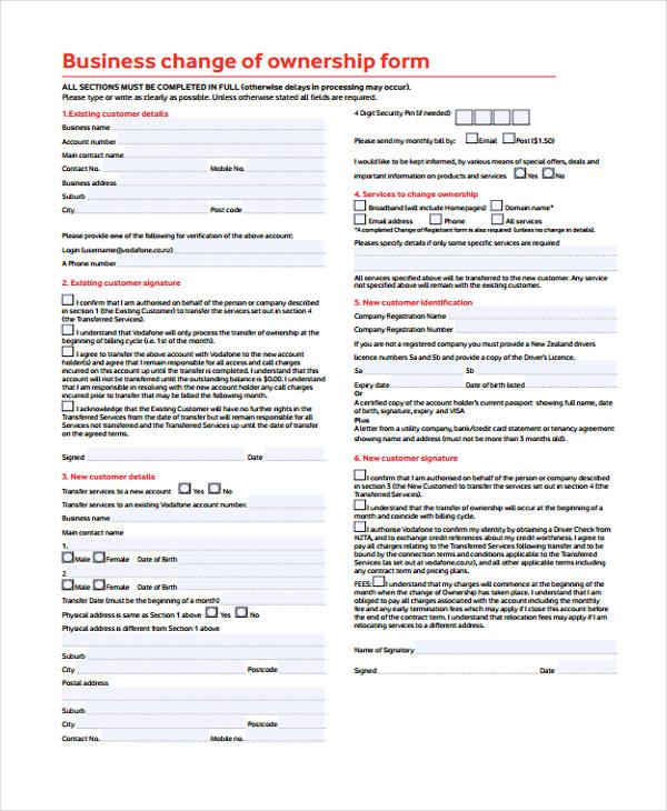 business change of ownership form