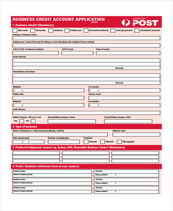 business credit account application form1