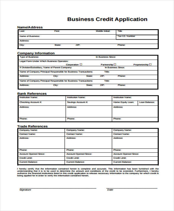 Credit Application Template Excel 3549