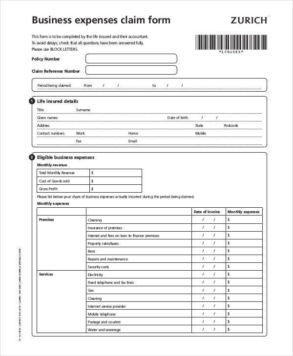 business expense claim form1