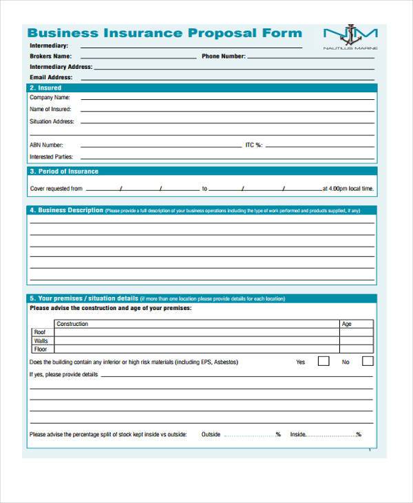 business insurance proposal form