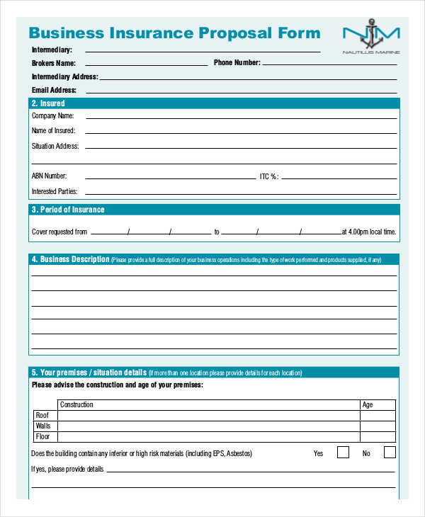 business insurance policy forms