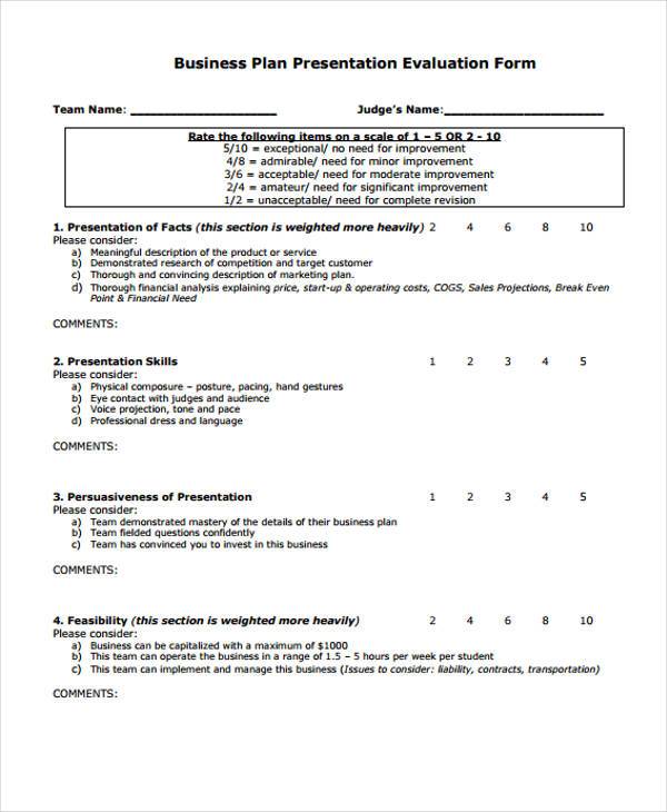 evaluation form 1-5
 FREE 6+ Sample Evaluation Forms | PDF