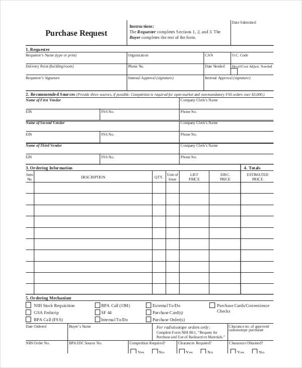 business purchase request form
