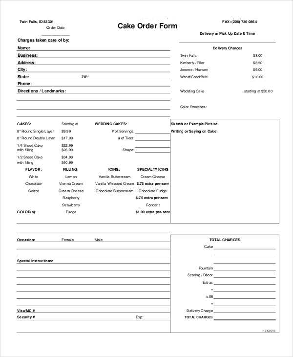 cake business order form1