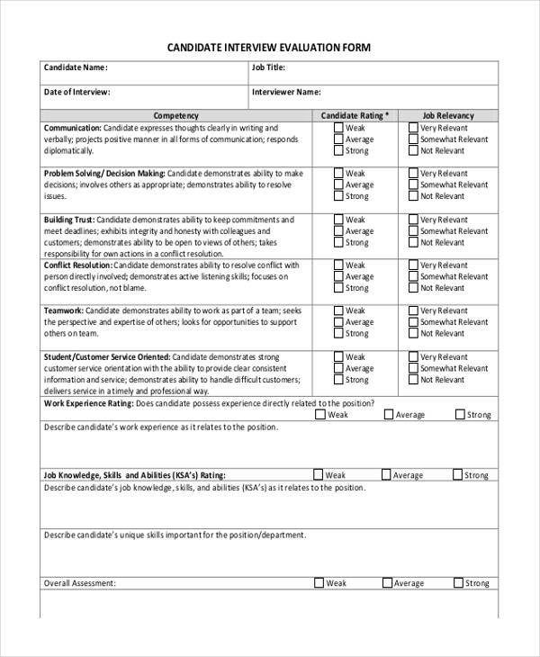 candidate interview evaluation form in pdf