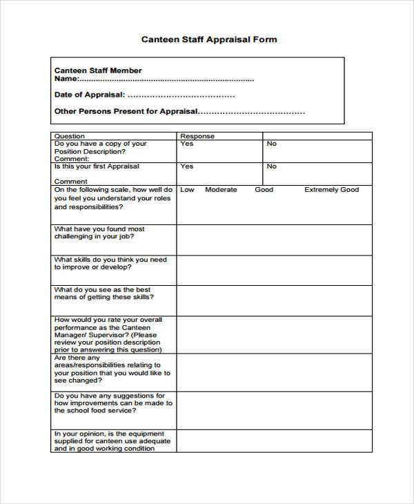 FREE 23+ Staff Appraisal Forms in PDF MS Word Excel