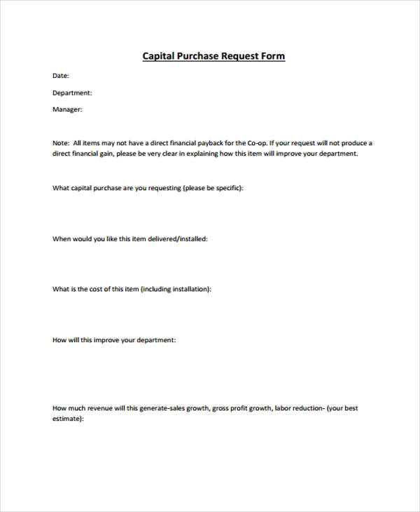 capital purchase request form