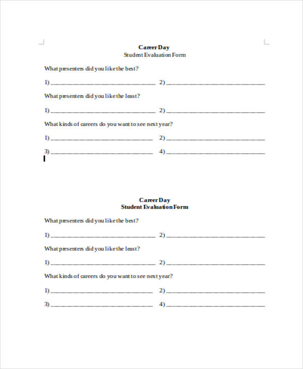 career day student evaluation form