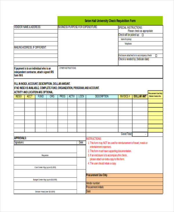 cash check requisition form