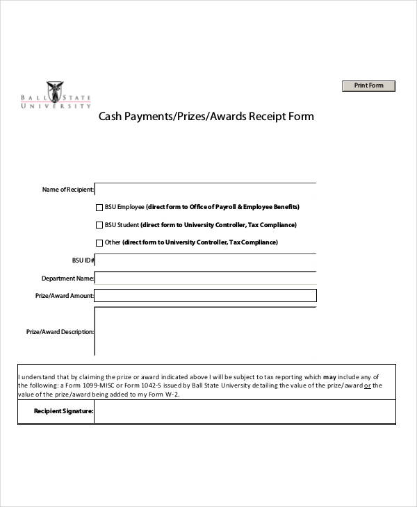 cash payment receipt form3