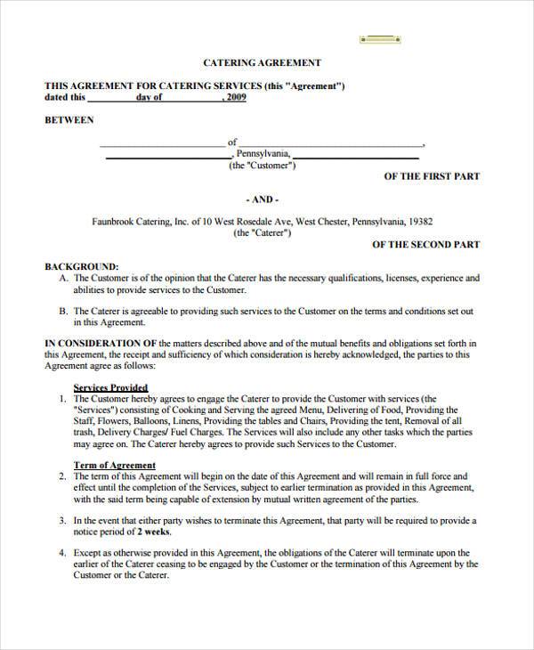 catering agreement form