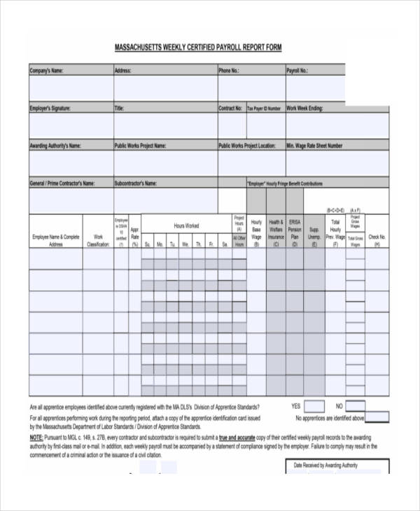 certified payroll report form
