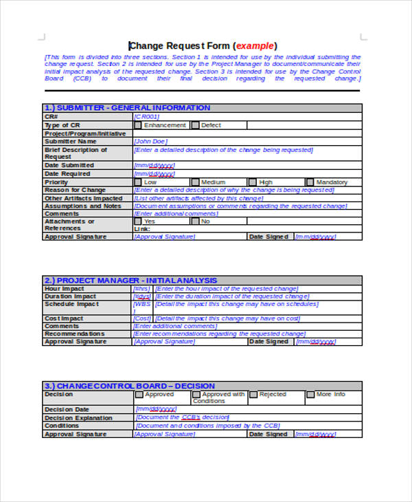 form example request change Sample  Templates FREE  PDF 48 Request  Form