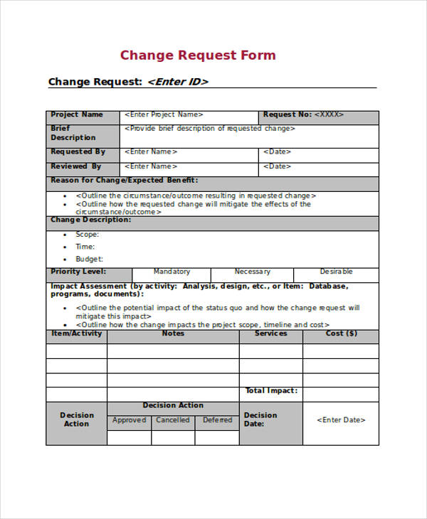change request form in word