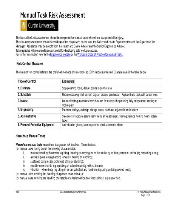 change task risk assessment form