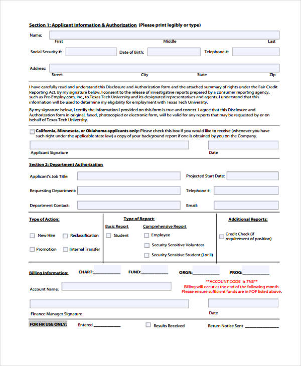 FREE 14  Sample Check Authorization Forms in PDF MS Word