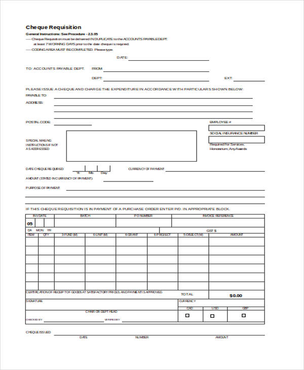 check requisition form template