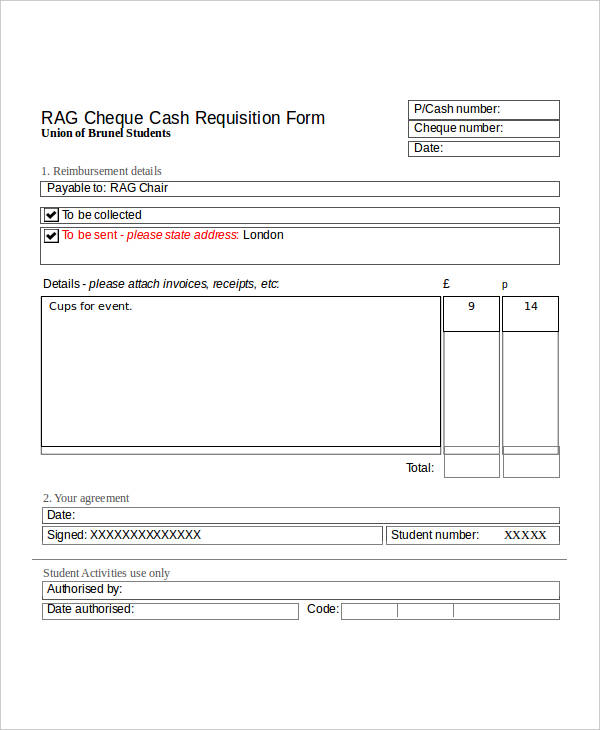 cheque cash request form