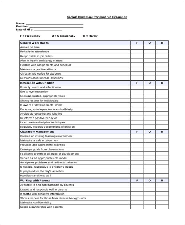 child care performance employee evaluation form1