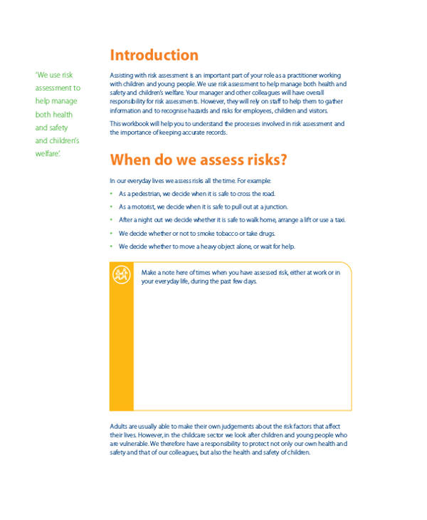 child care risk assessment form