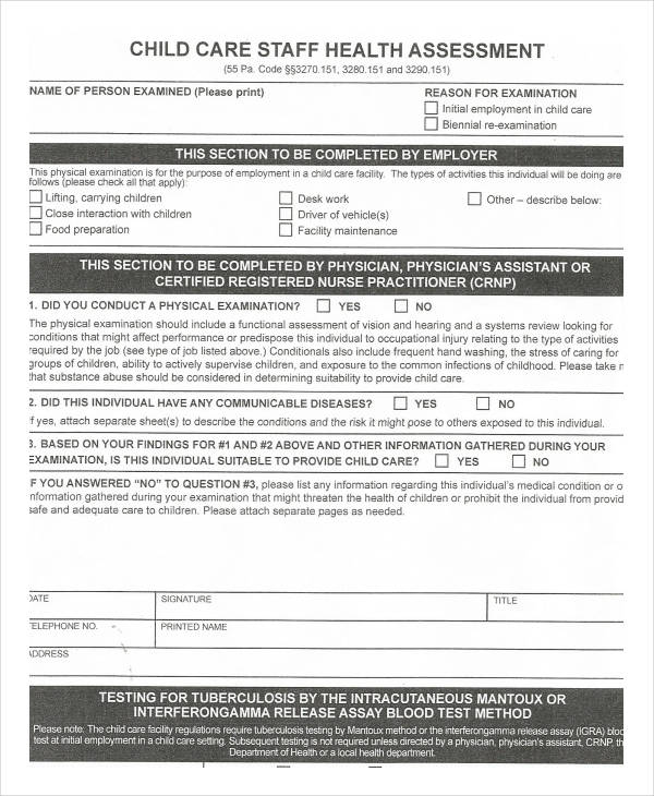 FREE 42+ Health Assessment Form Samples, PDF, MS Word, Google Docs