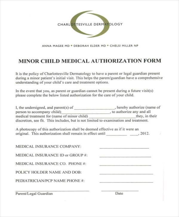 child medical authorization form