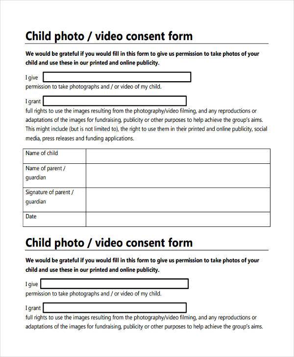 child photo consent form