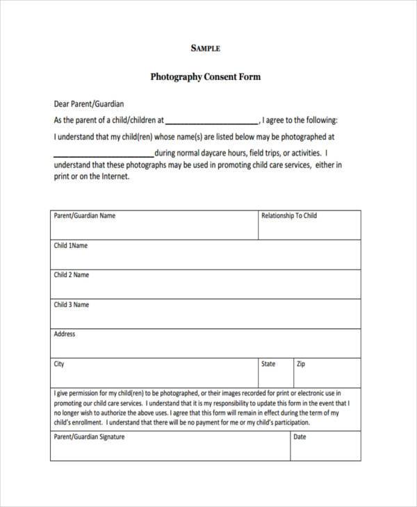 child photography release form template