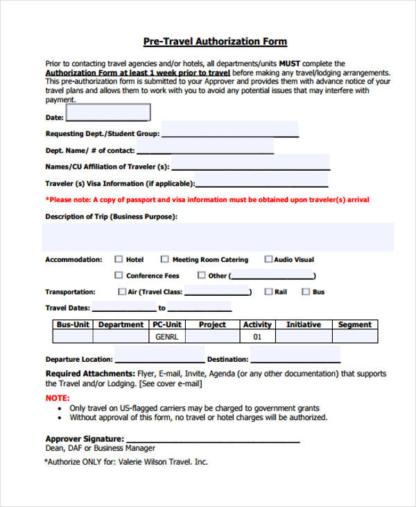 child travel authorization form