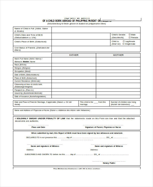 child travel document application form