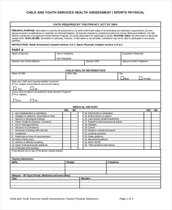 FREE 40+ Health Assessment Forms in PDF | MS Word