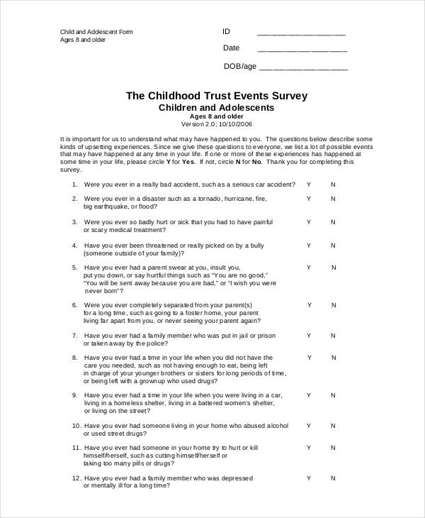 childhood trust events survey