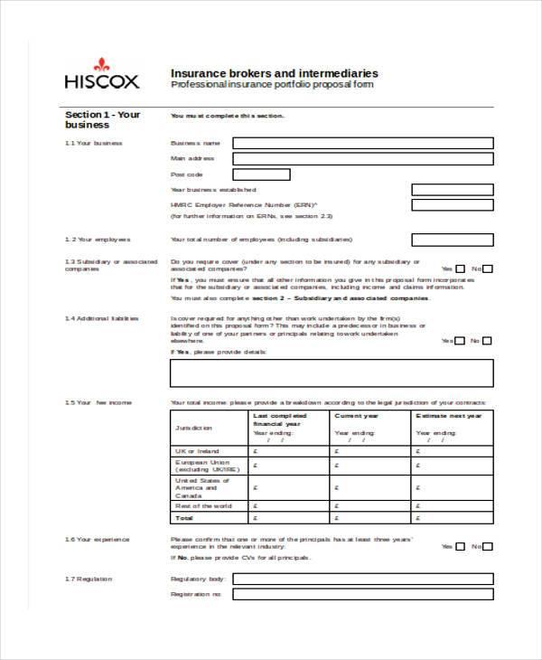 church insurance proposal form