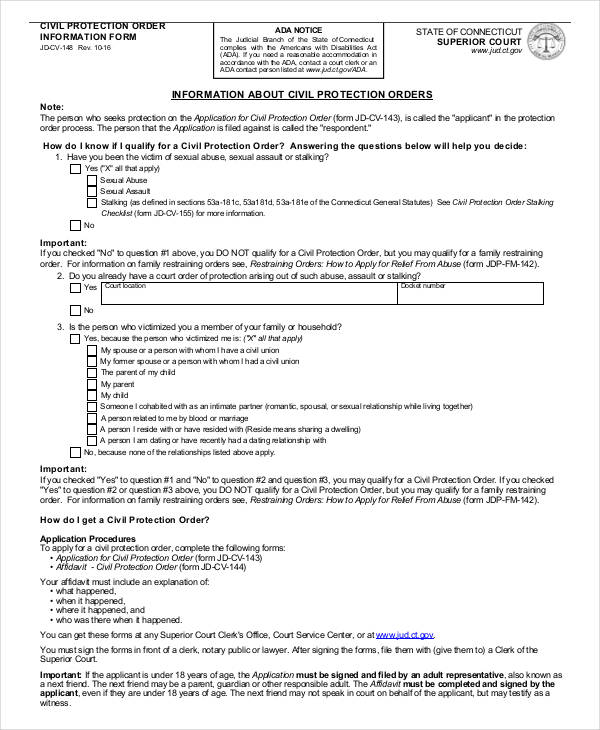 civil service order information form