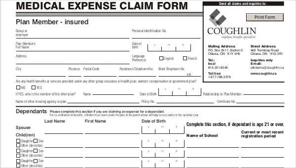 claim form in pdf