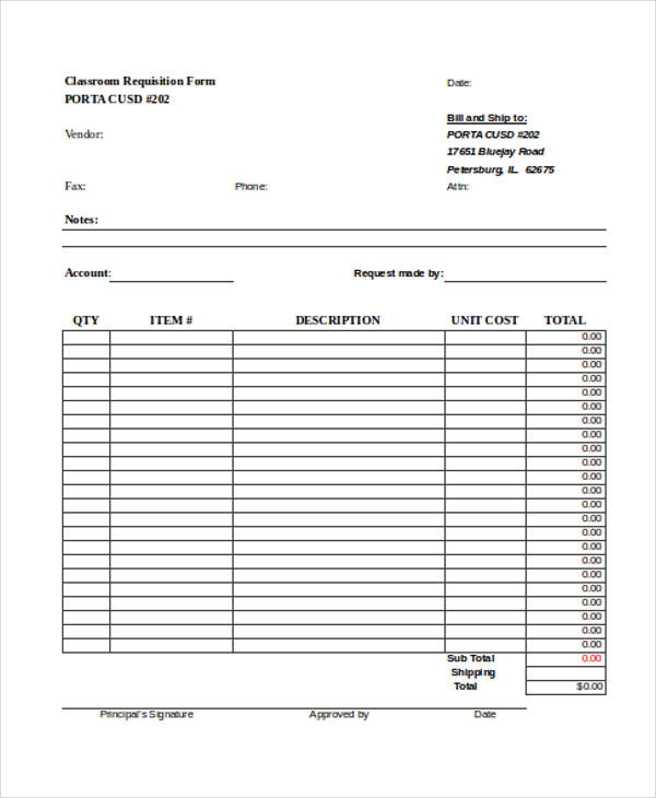 classroom requisition form