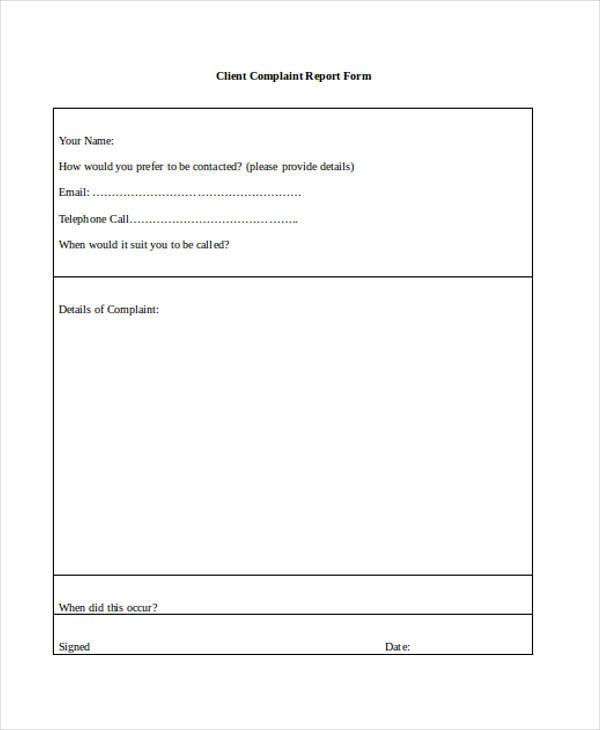 client complaint report form1