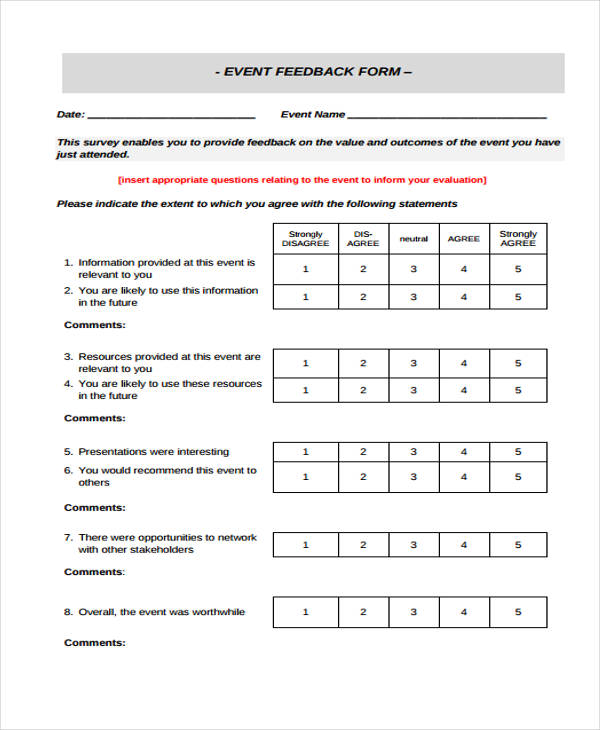 client event feedback form template1