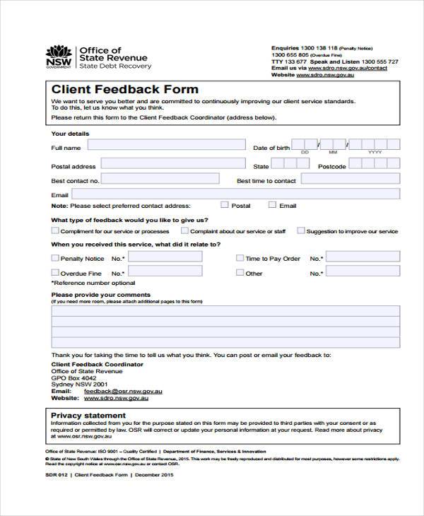 FREE 51+ Feedback Forms in PDF | MS Word | Excel